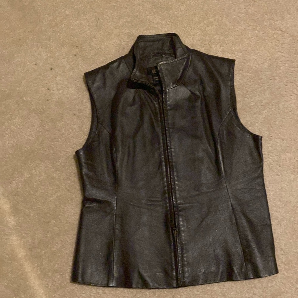 Mark Alan Women's 100% Genuine Leather Black Zip Up Vest